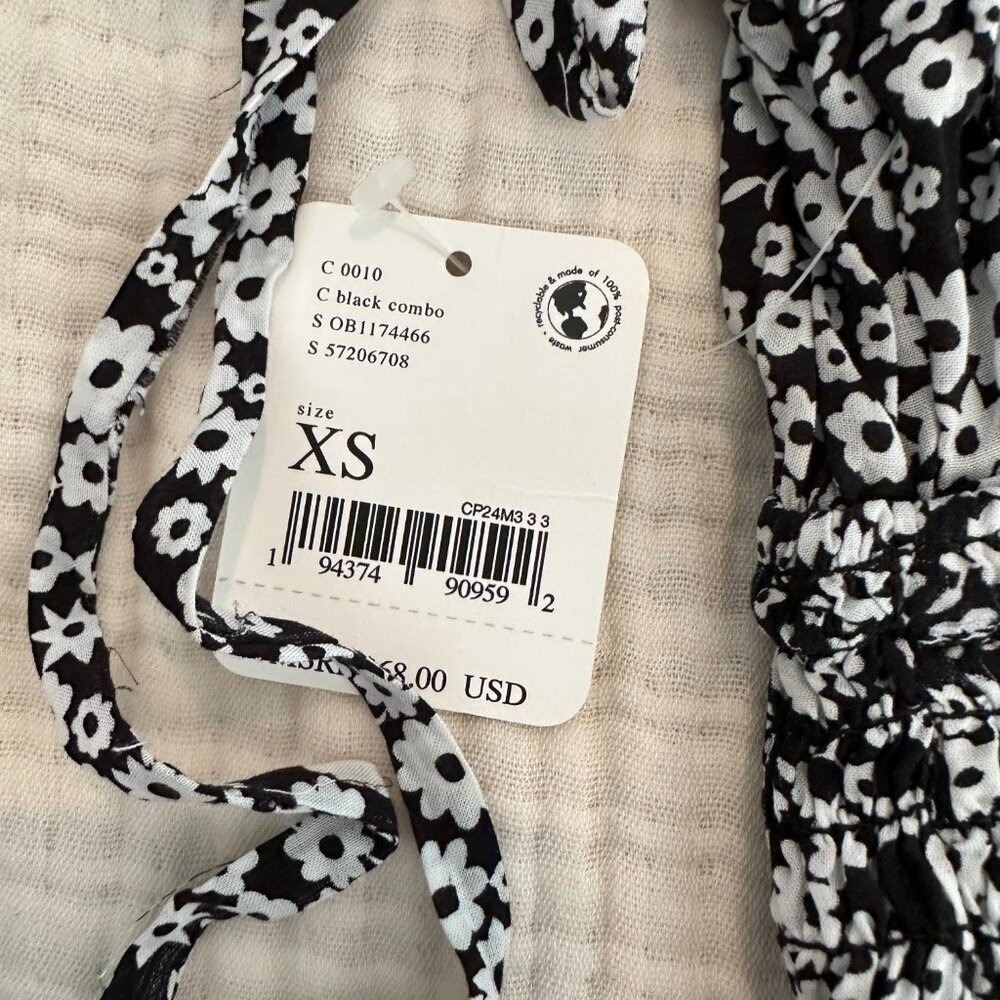 Free People Size XS Bardot Floral Bodysuit in Black Combo - Picture 3 of 6